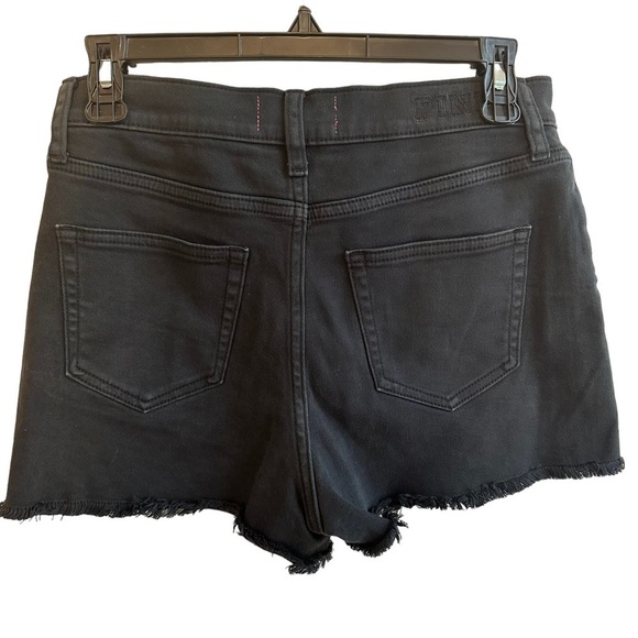 Victoria's‎ Secret Pink Denim Shorts Raw Hem Stretch Black Edgy Summer Size 6 - Picture 2 of 5